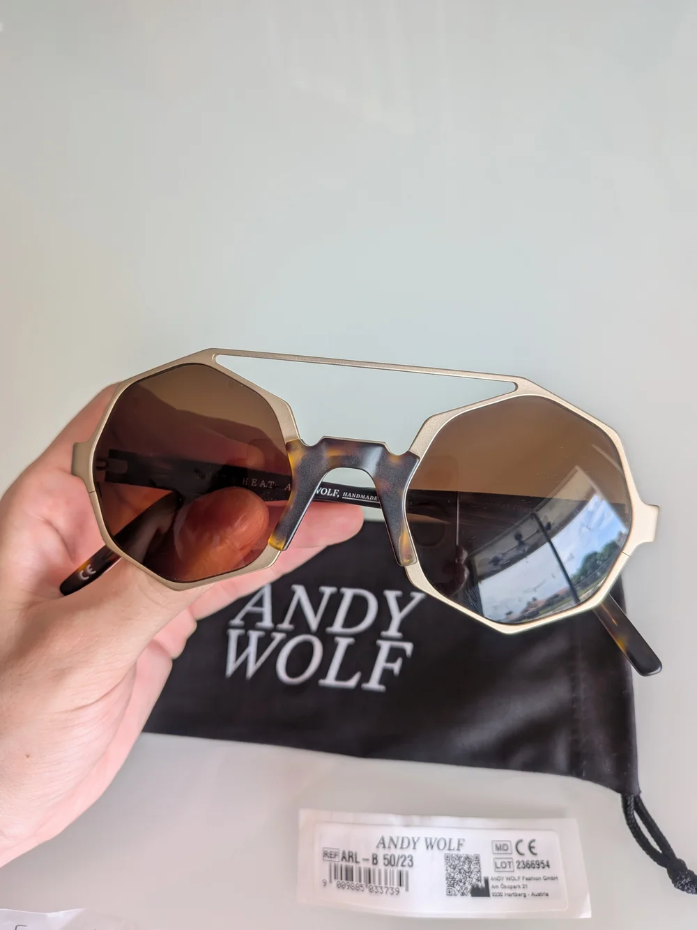 Andy Wolf Arlo Designer Sunglasses Gold Havana Luxury Eyewear NWT